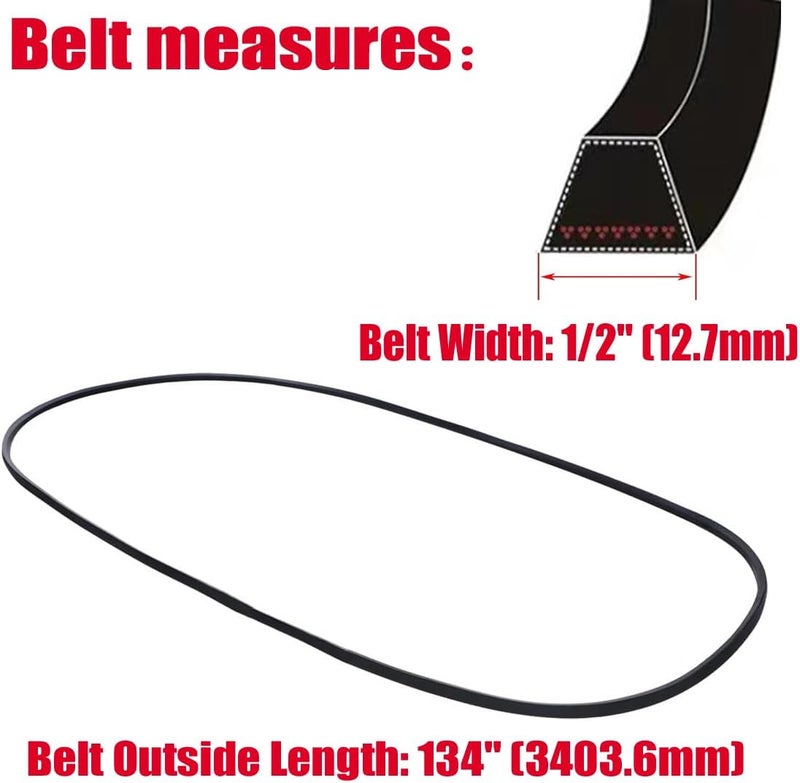 Annolai حزام سطح جزازة 46 بوصة 954-04325 لجزازة MTD Cub Cadet قطع غيار RZT46 RZT46 L46 TZT-L46 RZT-S46 قطع سطح 46 بوصة Cub Cadet Zero Turn 754 04325 954 04325 حزام السطح، 1/2" × 124-1/4" - Image 3